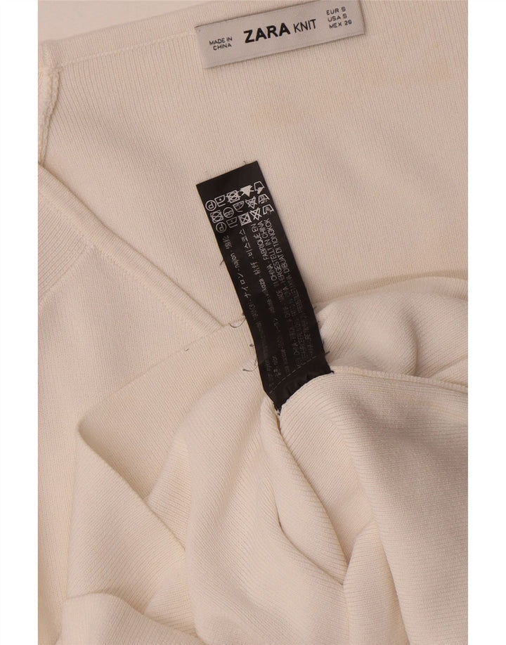 Женская блузка с длинными рукавами и запахом Zara Top UK 8, маленькая, белая вискоза