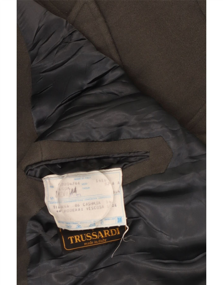 Trussardi Мужское двубортное пальто IT 52 XL Хаки Шерсть