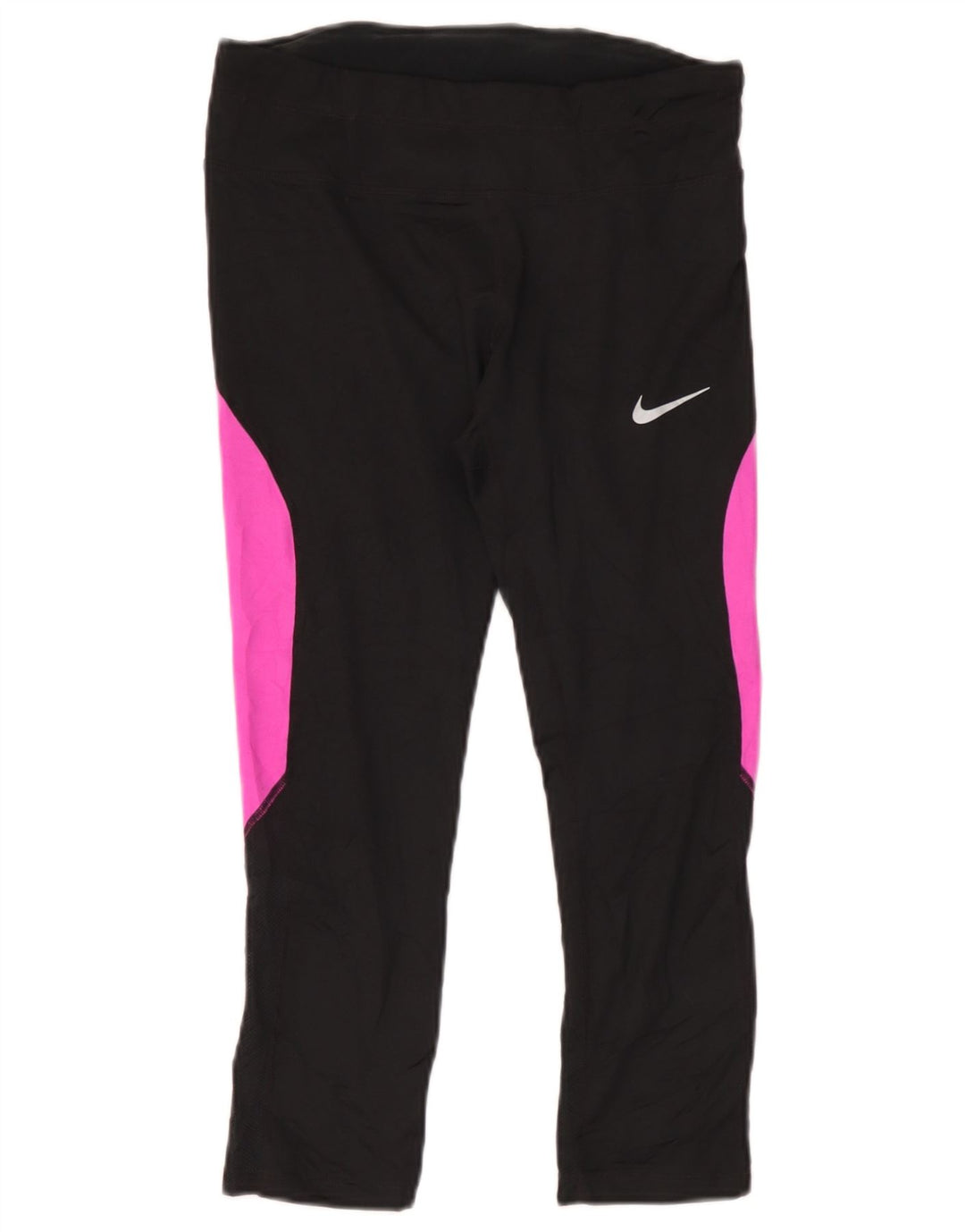 Женские леггинсы Nike Dri Fit UK 12, средний черный, полиэстер с цветными блоками