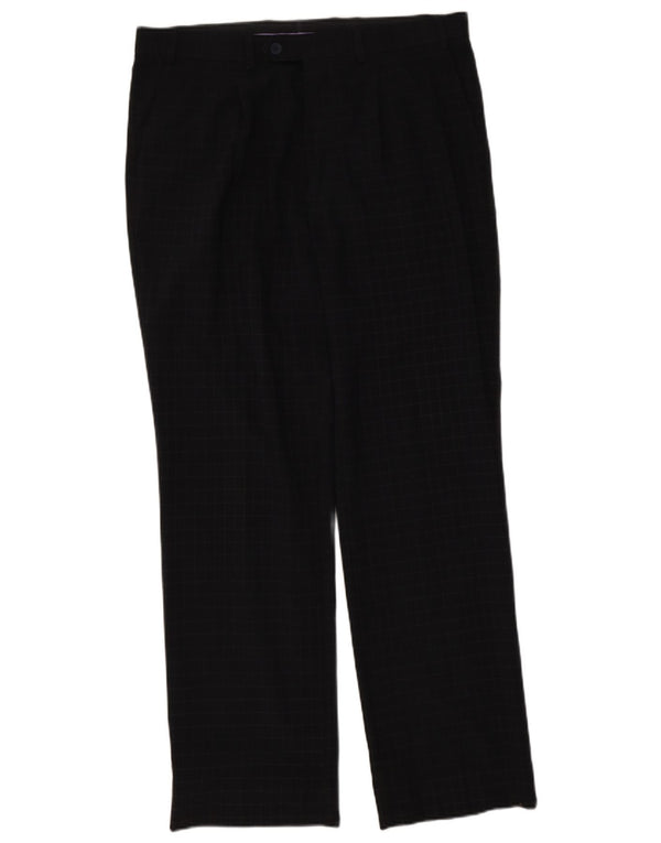 Мужские прямые костюмные брюки Marks & Spencer Blue Harbour W36 L31 Темно-синяя клетка