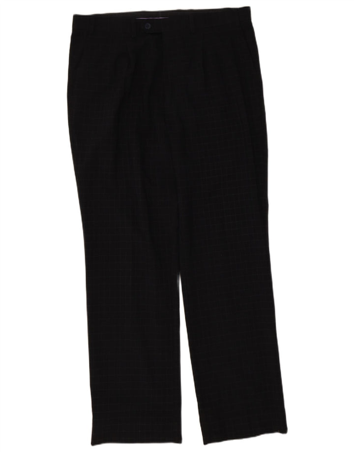 Мужские прямые костюмные брюки Marks & Spencer Blue Harbour W36 L31 Темно-синяя клетка