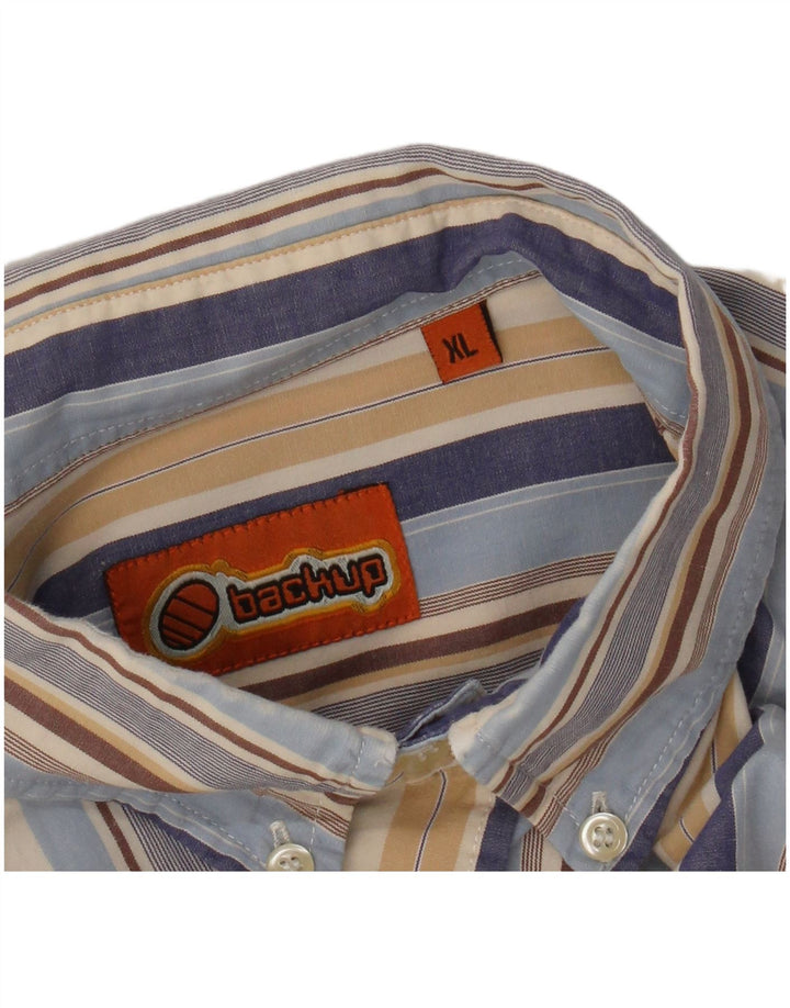 Винтажная мужская рубашка XL в разноцветную полоску