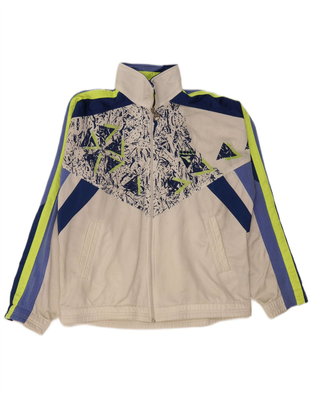 Мужской спортивный костюм DIADORA, верхняя куртка UK 40, средний белый полиэстер с цветными блоками