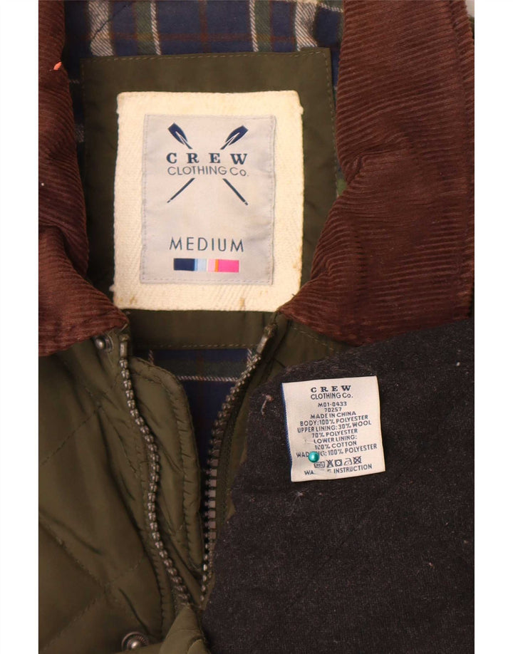 Мужская стеганая куртка Crew Clothing UK 38, средний зеленый полиэстер