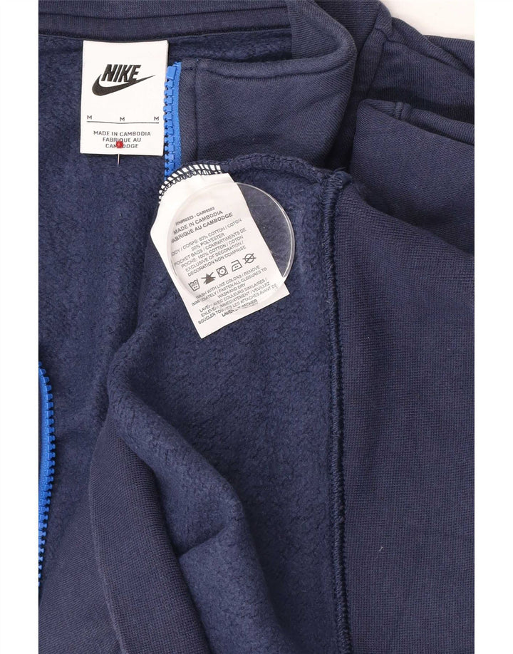 Мужской свитер с воротником на молнии Nike, средний темно-синий хлопковый джемпер