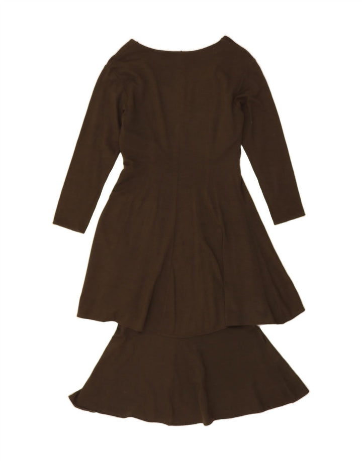 VINTAGE Womens Long Sleeve Tiered Dress UK 14 Medium Brown Vintage Vintage and Second-Hand Vintage from Messina Hembry 