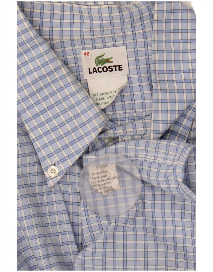 Мужская рубашка Lacoste, размер 46, 2XL, синяя, хлопок в мелкую клетку