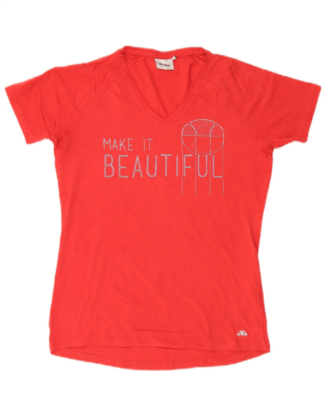 Женская футболка с рисунком Ellesse Top UK 14, большой красный хлопок