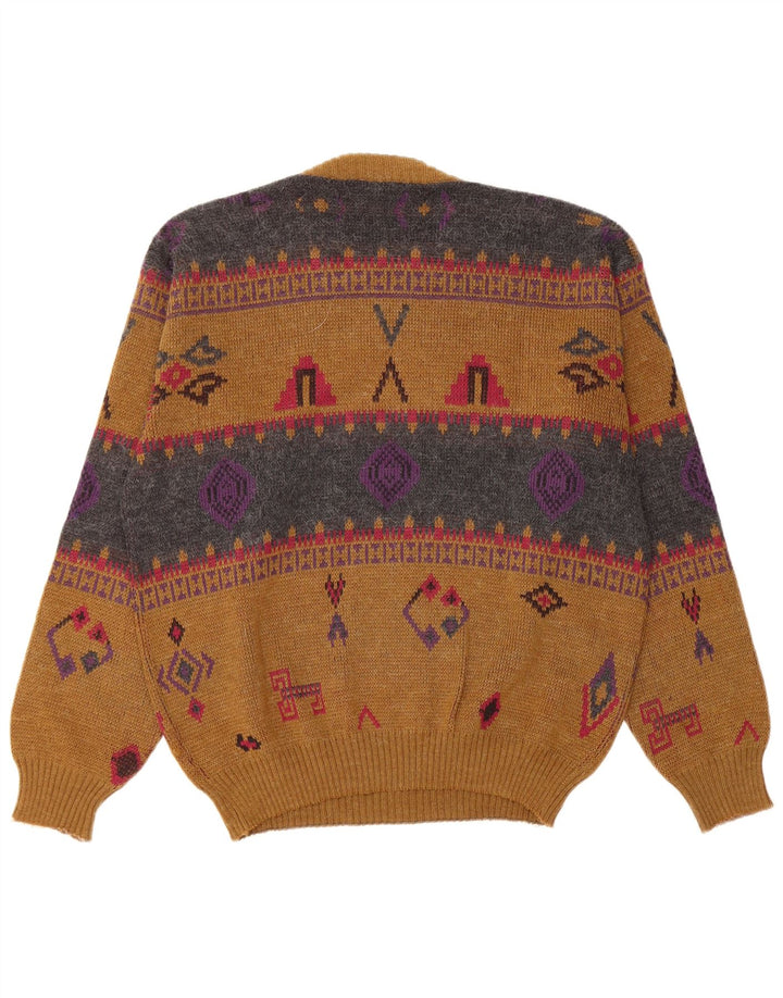 Мужской джемпер с круглым вырезом FRANK ALEXS IT 48, средний коричневый с геометрическим узором