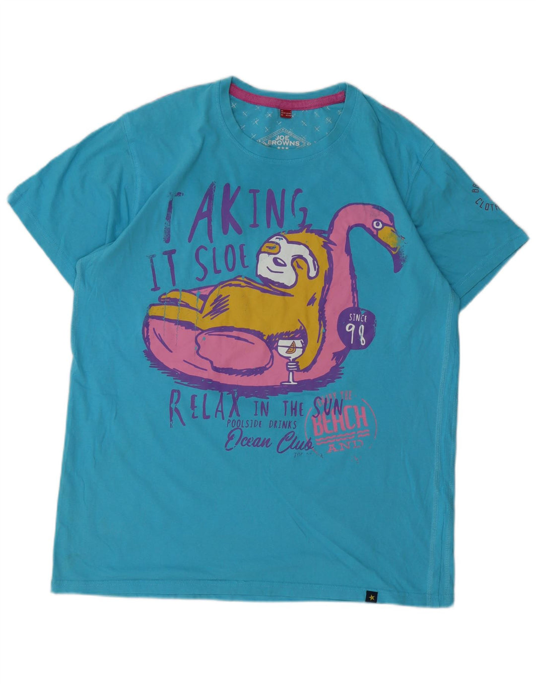 Мужская футболка с рисунком JOE BROWNS, большой синий хлопок