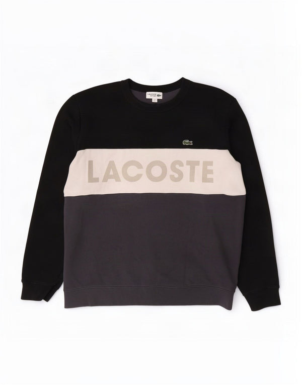 Lacoste Mens Graphic Sweatshirt Jumper Size 5 Large Black Colourblock