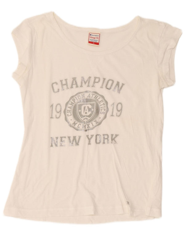 Женская футболка с рисунком Champion Heritage Fit Top UK 14, средний белый цвет