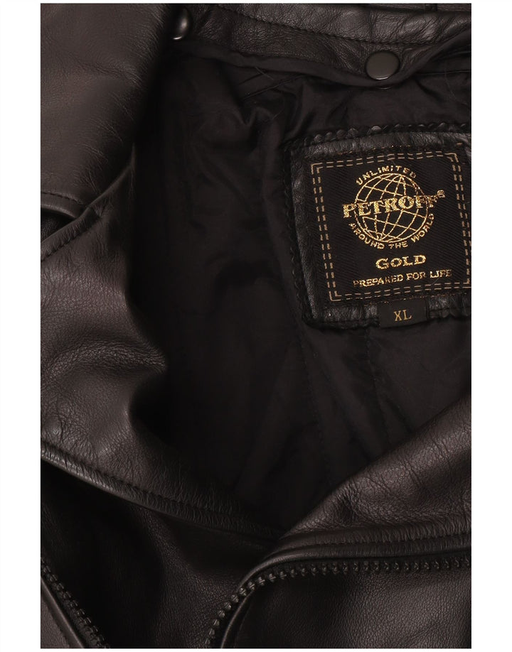Мужская кожаная косуха с графическим рисунком UK 42 XL, черная