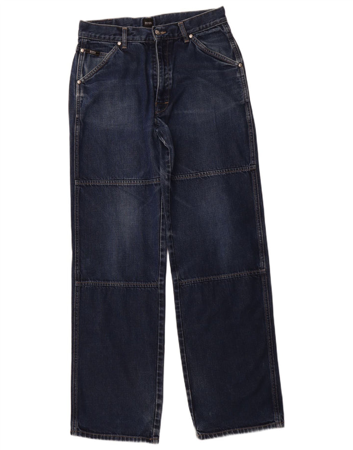 Мужские прямые джинсы HUGO BOSS W31 L34 темно-синие, хлопок