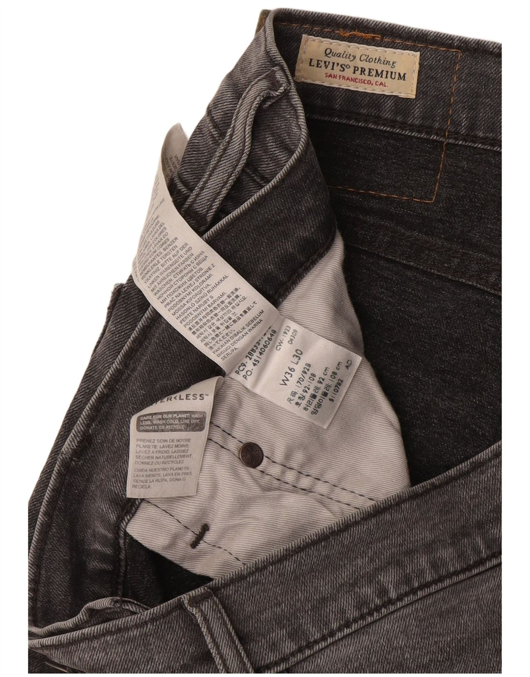 Мужские узкие зауженные джинсы Levi's W36 L30, серый хлопок
