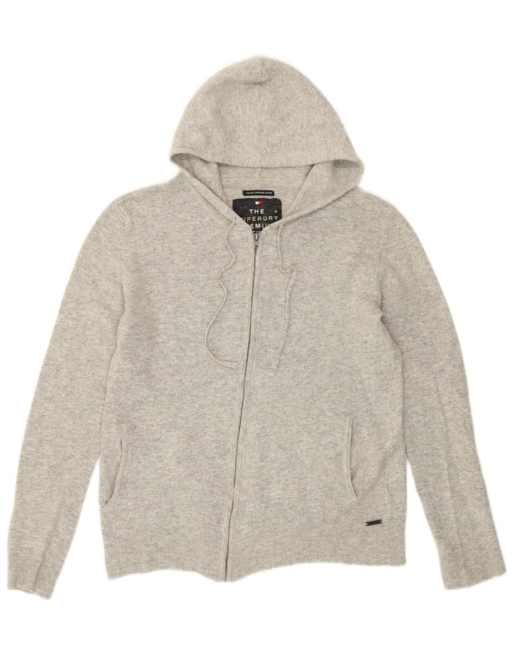 Женский кардиган с капюшоном Superdry UK 14, шерсть среднего серого цвета