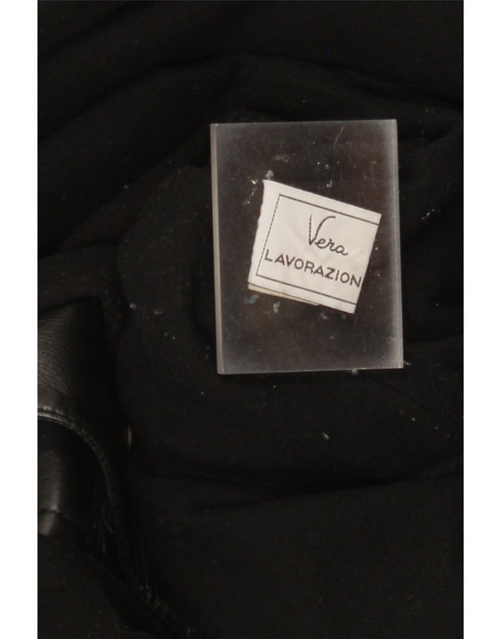 Винтажное женское кожаное пальто IT 42 Medium Black Leather