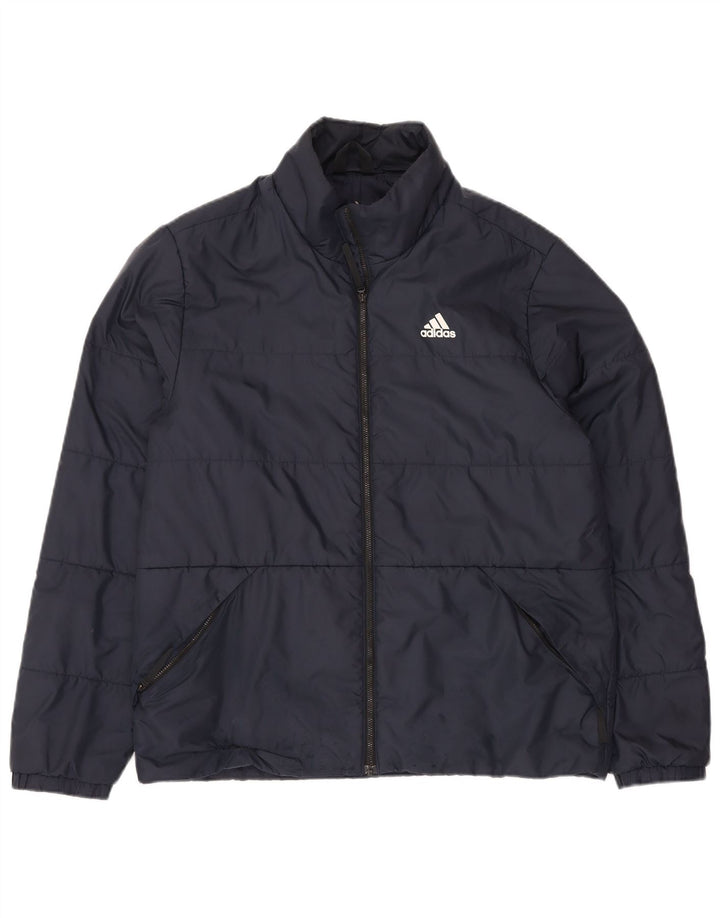 Мужская стеганая куртка Adidas UK 38 средний темно-синий полиэстер