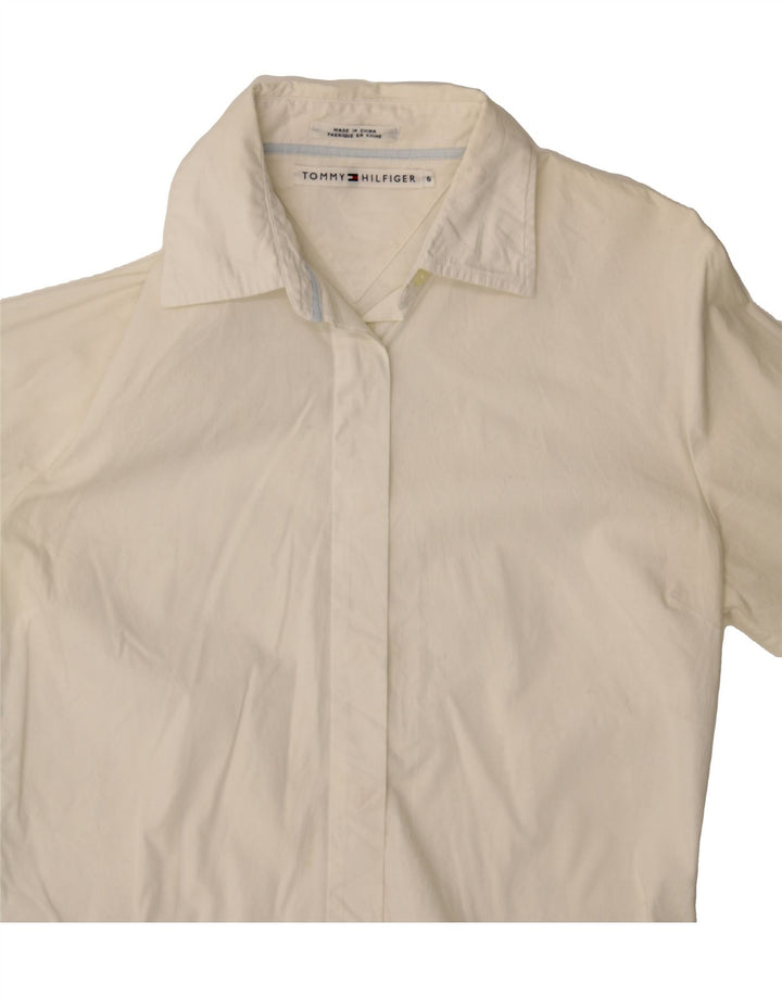 TOMMY HILFIGER Womens 3/4 Sleeve Shirt US 6 Medium Off White Cotton Vintage Tommy Hilfiger and Second-Hand Tommy Hilfiger from Messina Hembry 