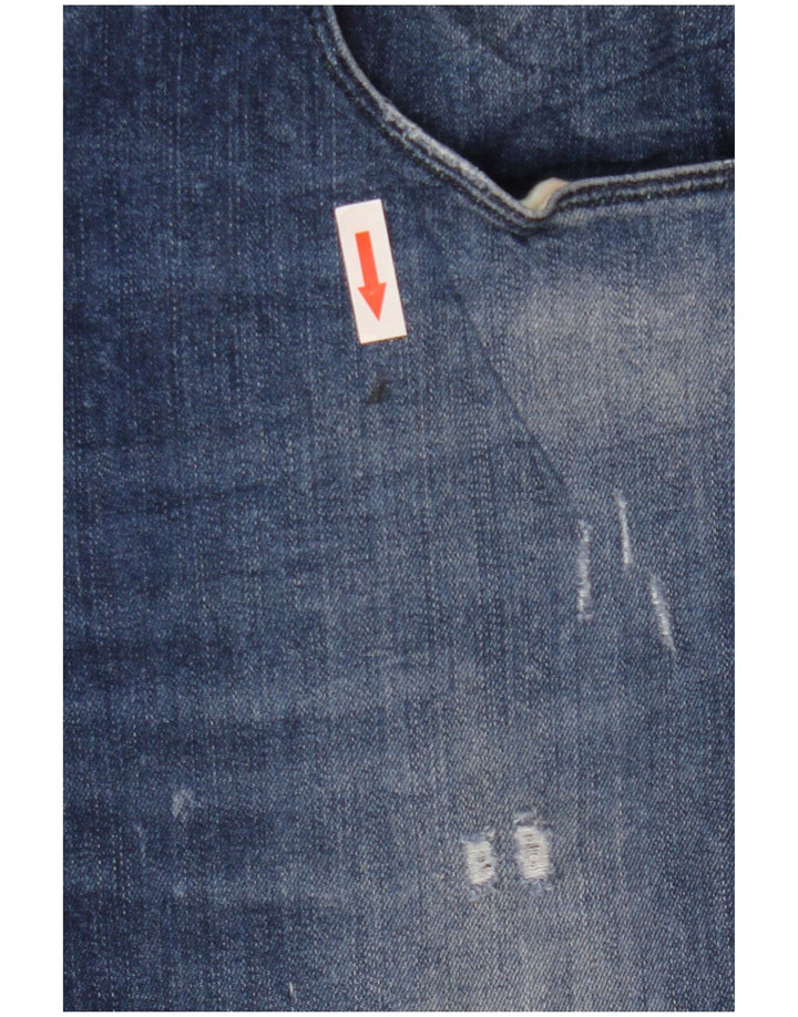 Guess Мужские потертые узкие джинсы W32 L33 Синие вискозы