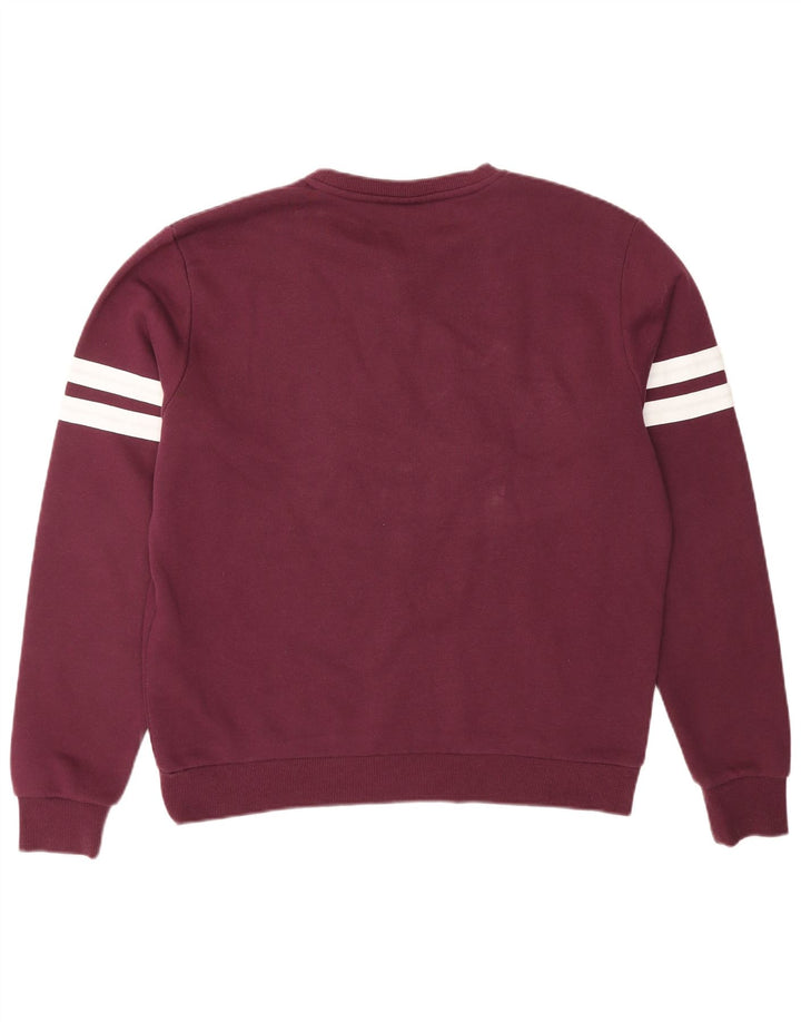 FILA Womens Oversized Graphic Sweatshirt Jumper UK 10 Small Burgundy
