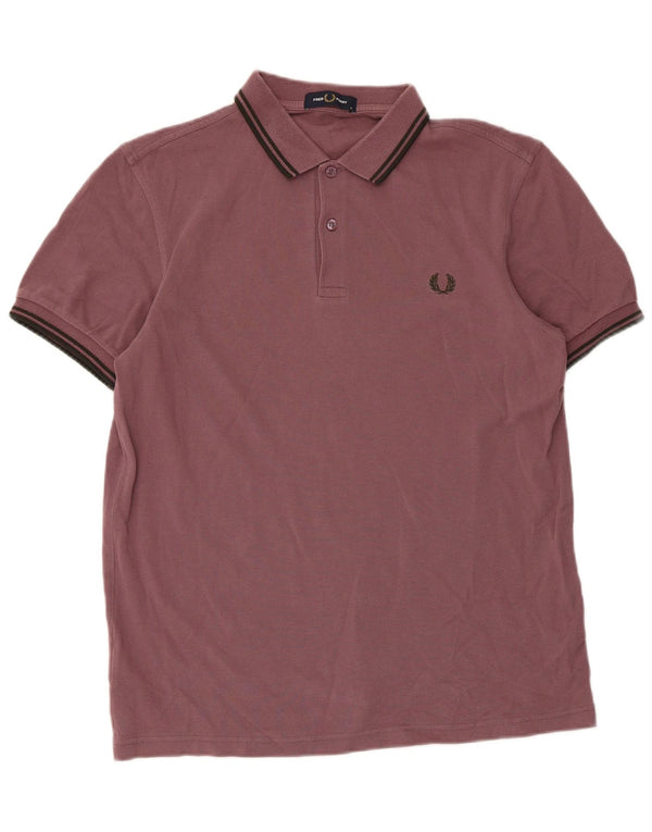 Мужская рубашка-поло Fred Perry из хлопка в коричневую полоску среднего размера