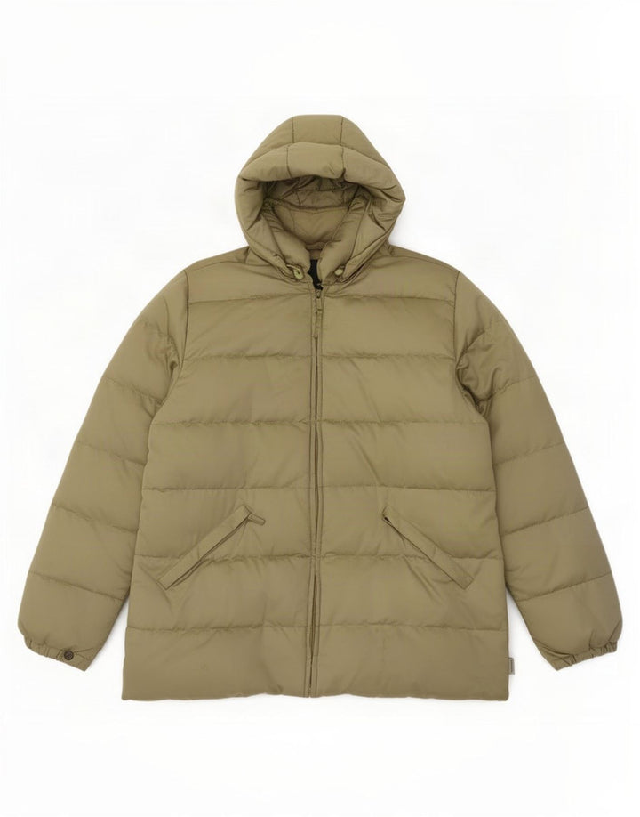 Moncler Женская стеганая куртка с капюшоном, размер 3, средний, хаки, полиэстер
