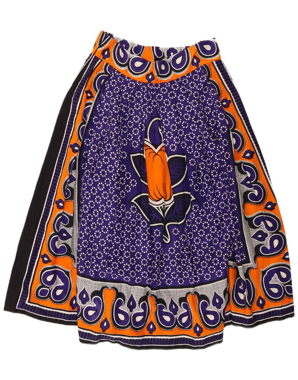 Винтажная женская юбка-трапеция с рисунком W28, средний фиолетовый с цветочным принтом