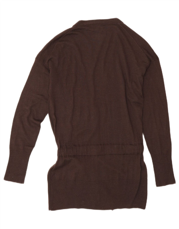 Женский удлиненный кардиган Massimo Dutti UK 14, большой коричневый шерстяной свитер