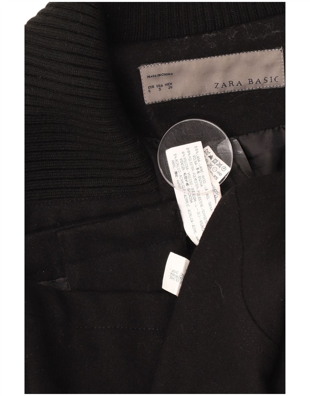Женский тренч Zara UK 10, маленький, черный, шерстяной