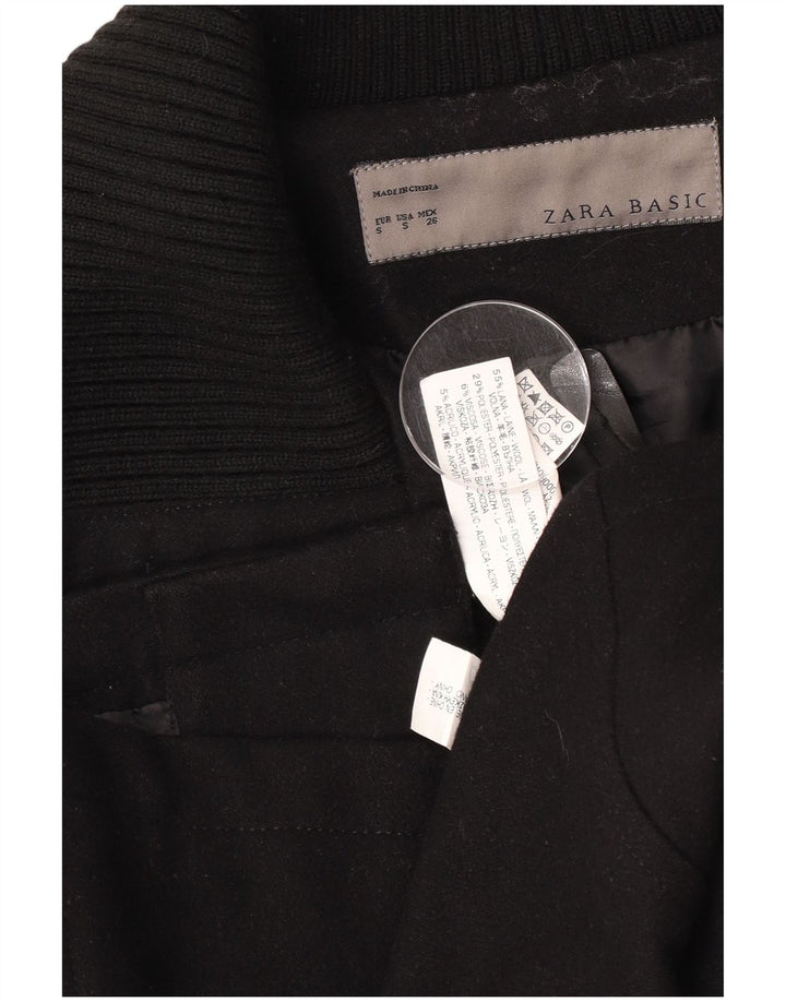 Женский тренч Zara UK 10, маленький, черный, шерстяной