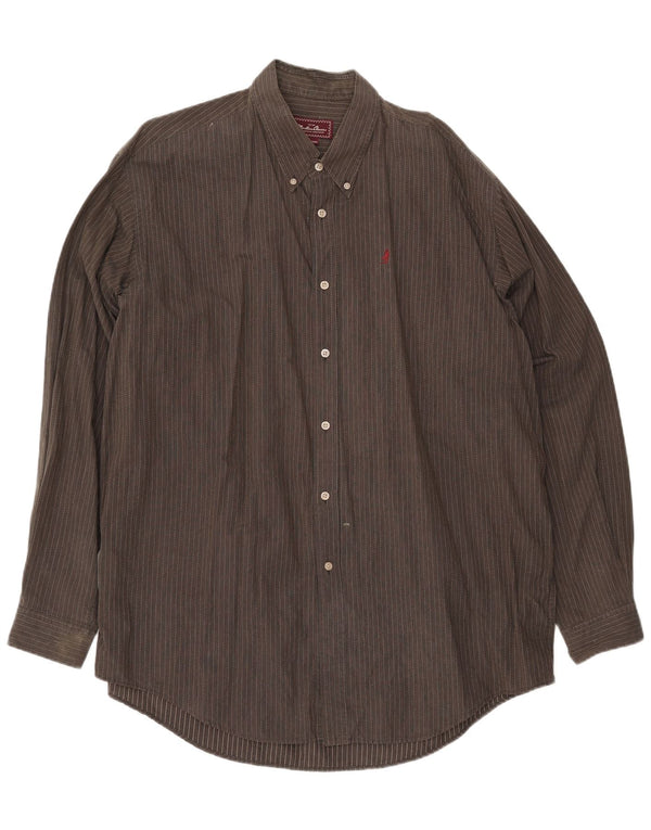 Мужская рубашка Marlboro Classics 3XL, серая, хлопковая в тонкую полоску