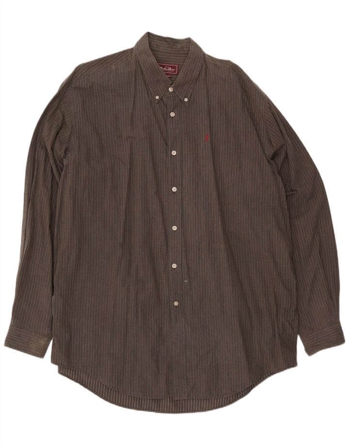 Мужская рубашка Marlboro Classics 3XL, серая, хлопковая в тонкую полоску