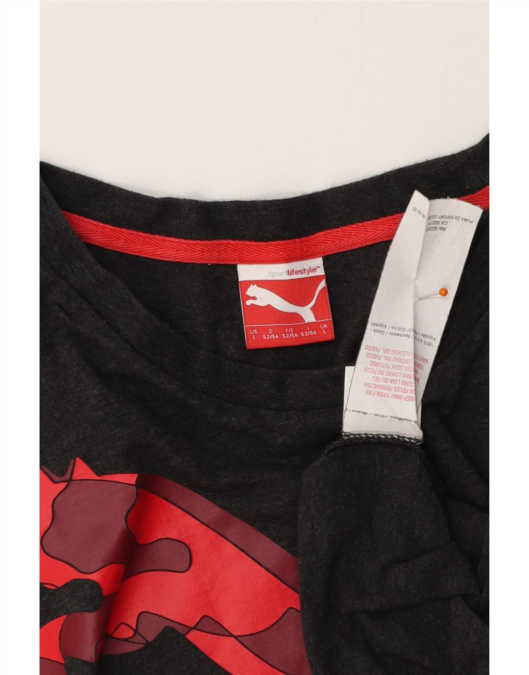 Мужская футболка с рисунком PUMA, большой серый хлопок