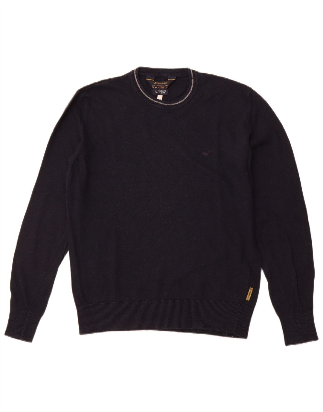 ARMANI JEANS Мужской джемпер с круглым вырезом, средний темно-синий из вискозы