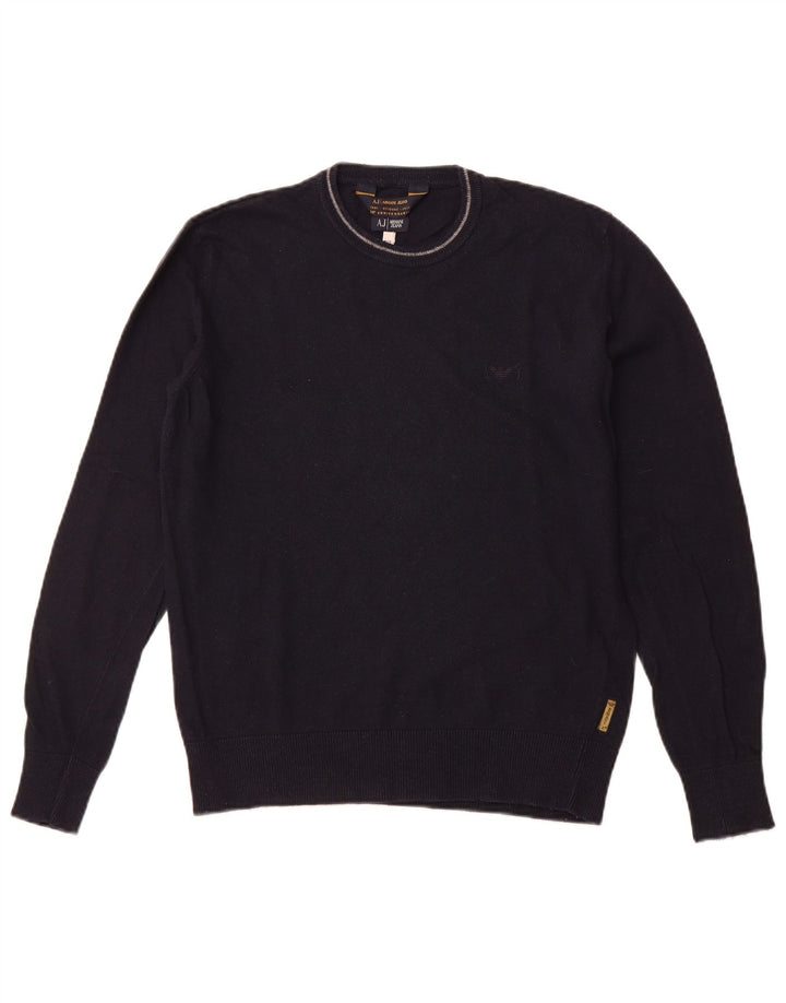 ARMANI JEANS Мужской джемпер с круглым вырезом, средний темно-синий из вискозы