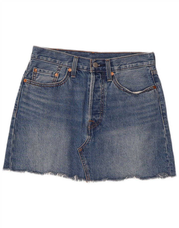 Женская джинсовая мини-юбка Levi's W27, маленькая синяя, хлопок