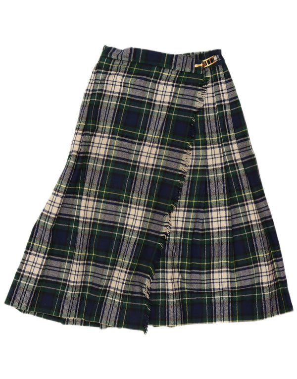 ВИНТАЖНАЯ женская юбка с завышенной талией и запахом IT 42 Medium W26 Зеленая клетка