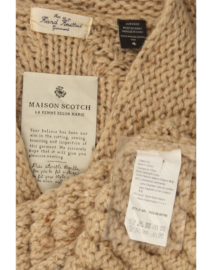 Женский вязаный кардиган MAISON SCOTCH, свитер США 4, маленький бежевый