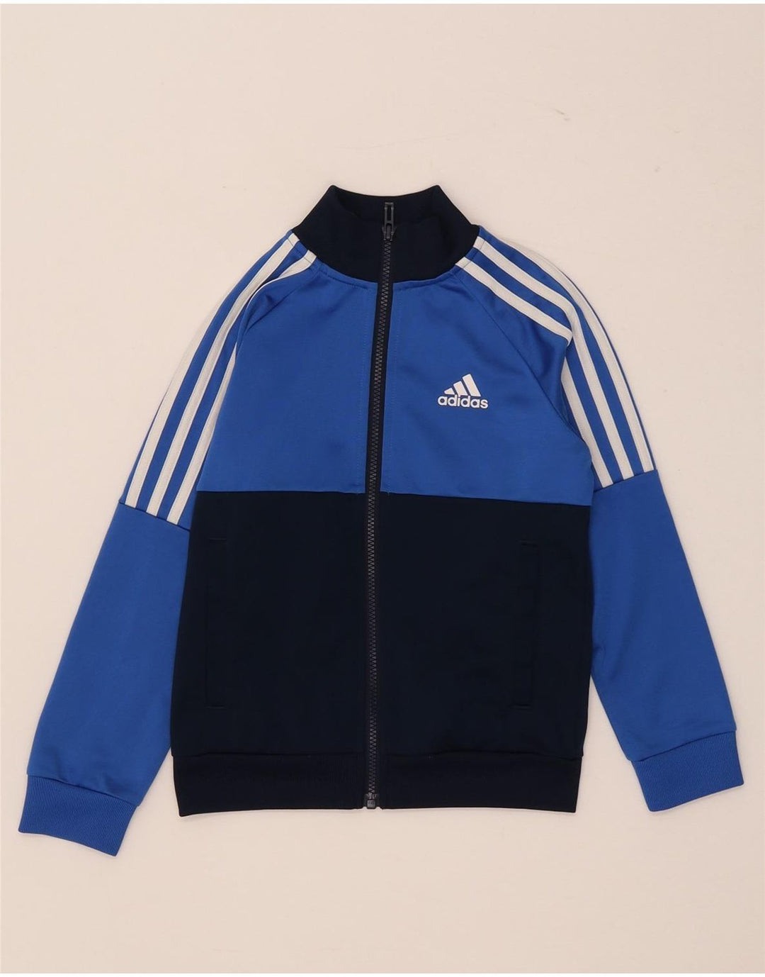 Спортивный костюм Adidas для мальчиков, верхняя куртка 7-8 лет, синяя, полиэстер с цветными блоками