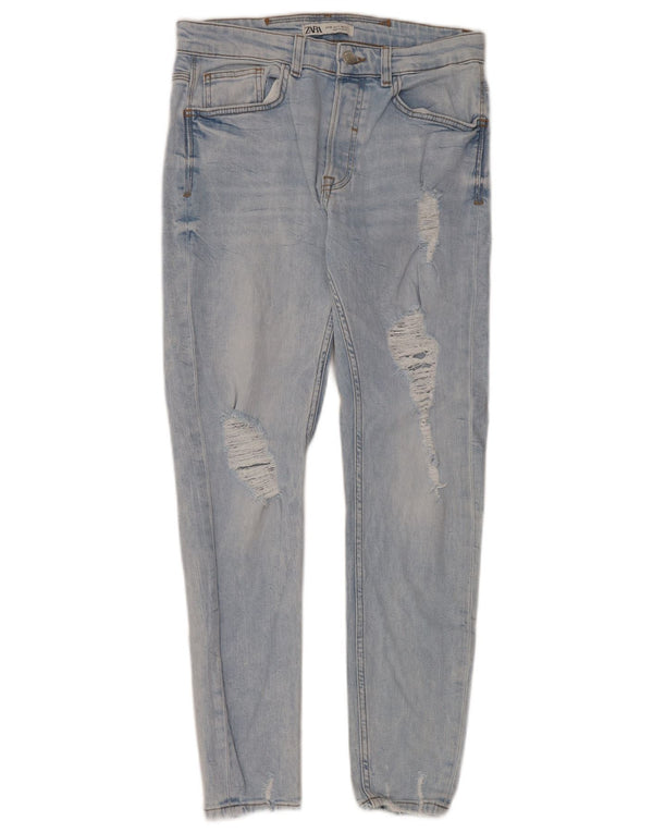 Женские потертые джинсы скинни Zara EU 40 Medium W31 L30, синий хлопок