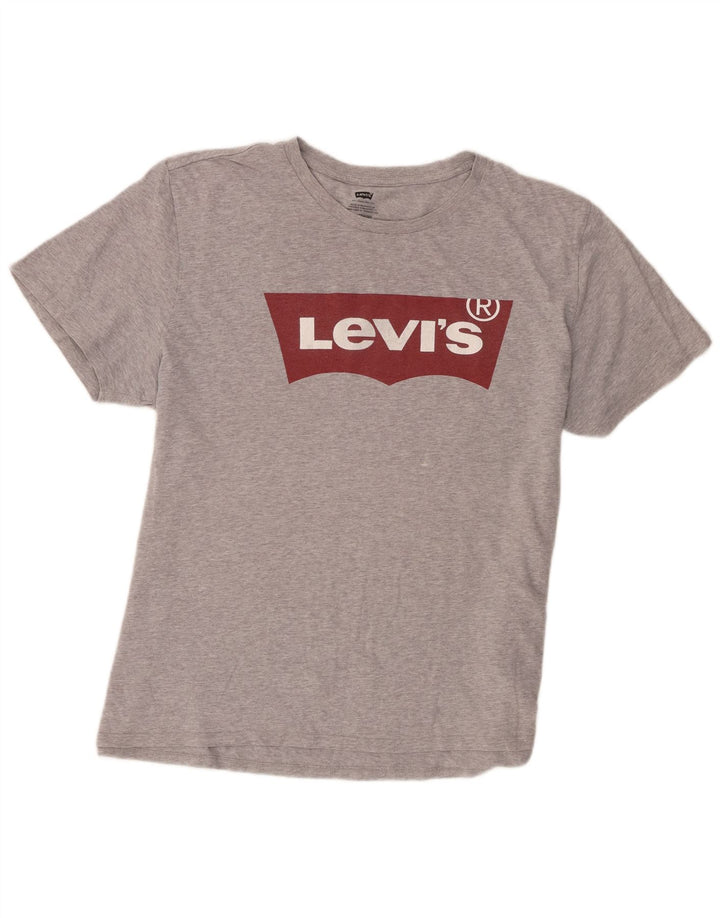 Мужская футболка с рисунком Levi's, топ 2XL, серый хлопок