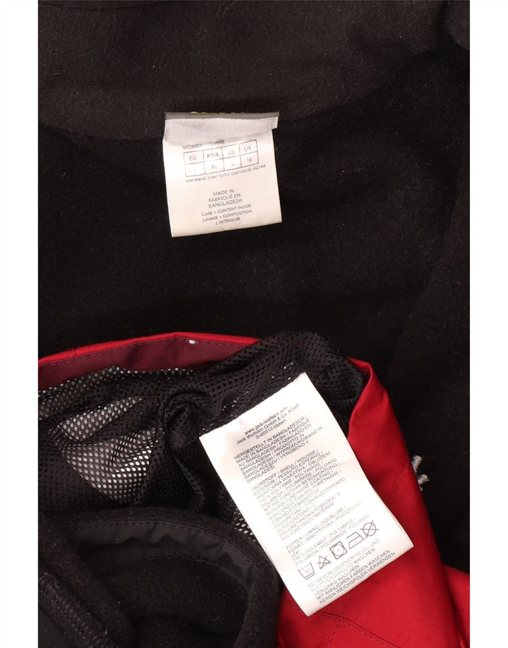 Женская дождевик с капюшоном JACK WOLFSKIN UK 16, большой красный цвет с цветными блоками