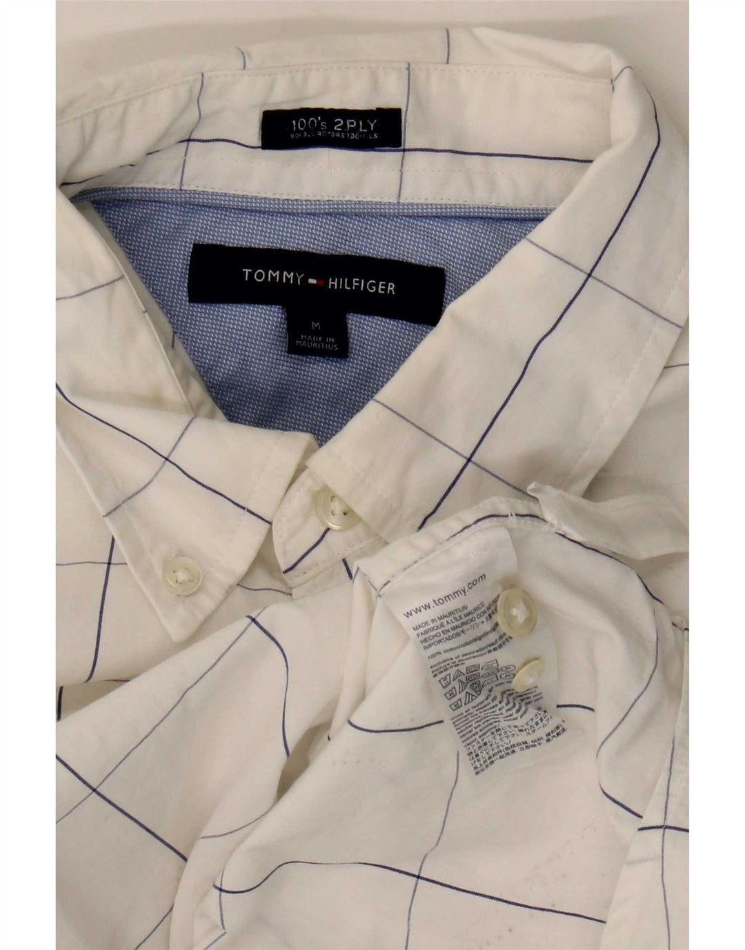 Мужская рубашка Tommy Hilfiger в клетку белого цвета, хлопок среднего размера