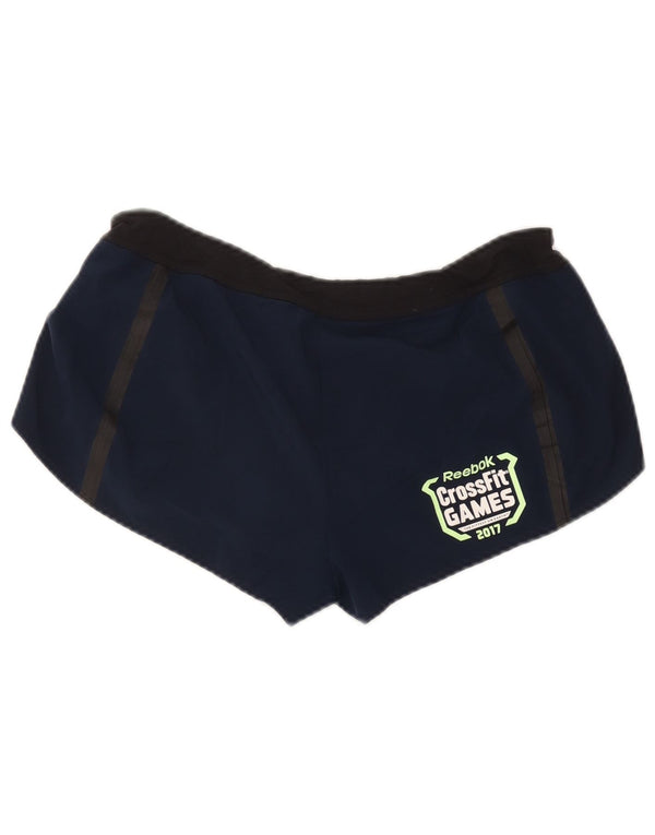 Reebok Womens Cross Fit Sport Shorts UK 12/14 Medium Blue Colourblock