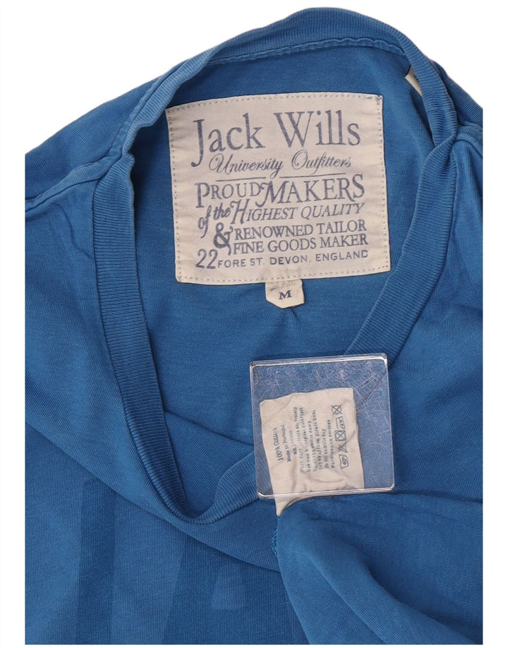 Мужская футболка с рисунком Jack Wills, хлопковый топ среднего синего цвета