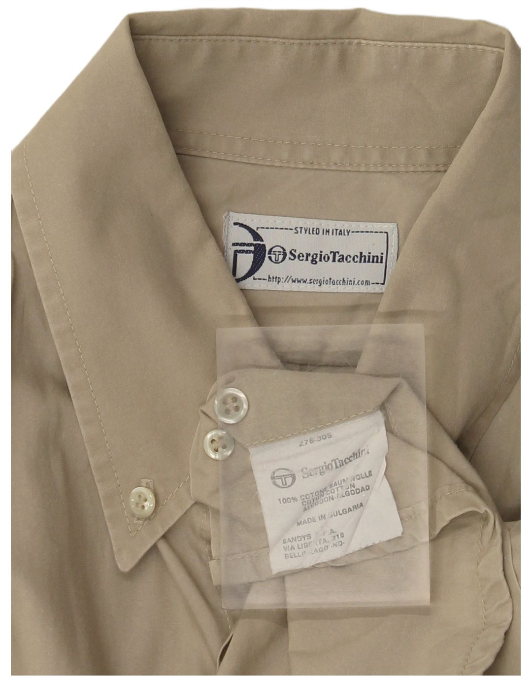Мужская рубашка с коротким рукавом Sergio Tacchini, хлопок цвета хаки, большой размер
