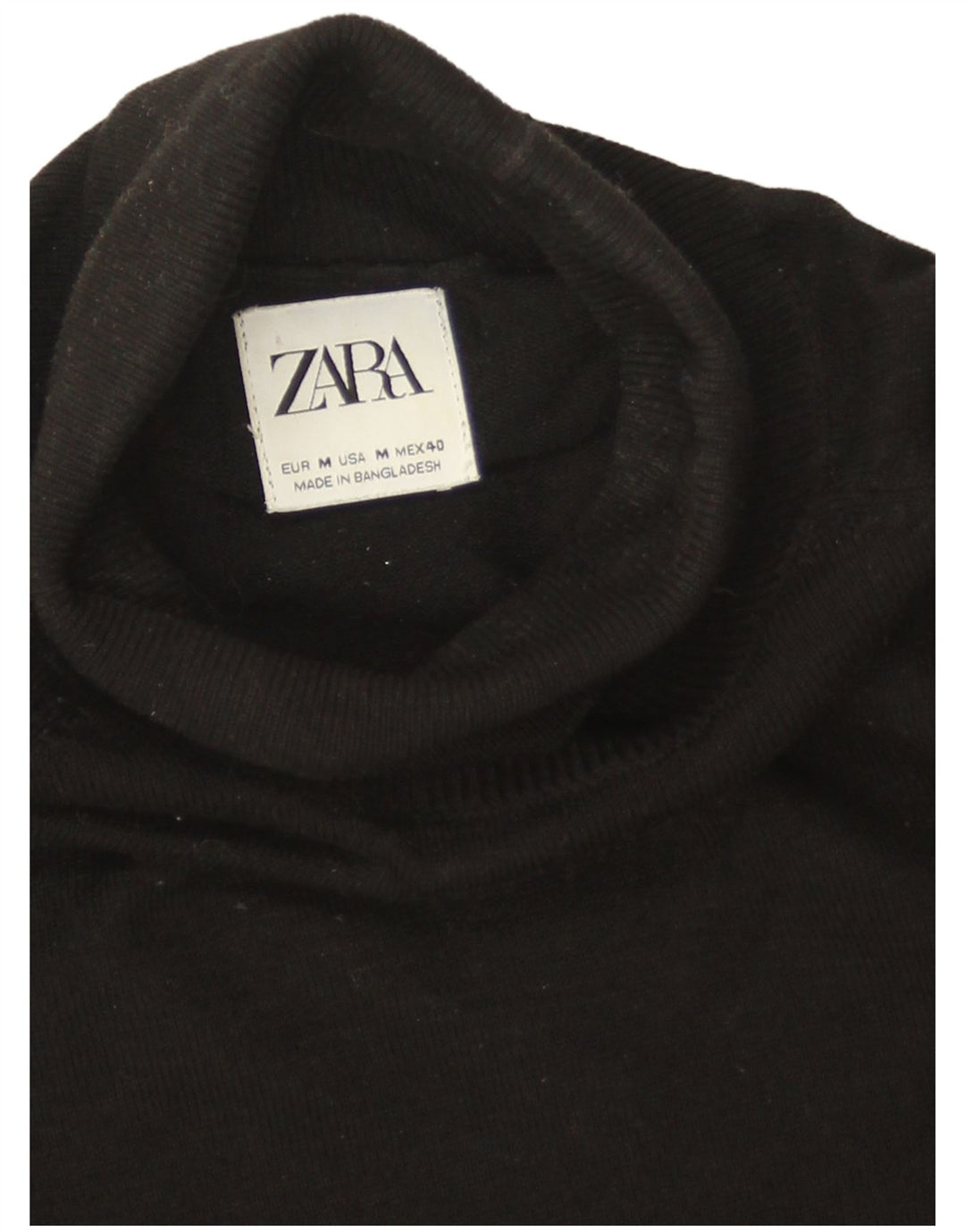 Мужской джемпер с высоким воротником Zara, средний черный вискозный свитер