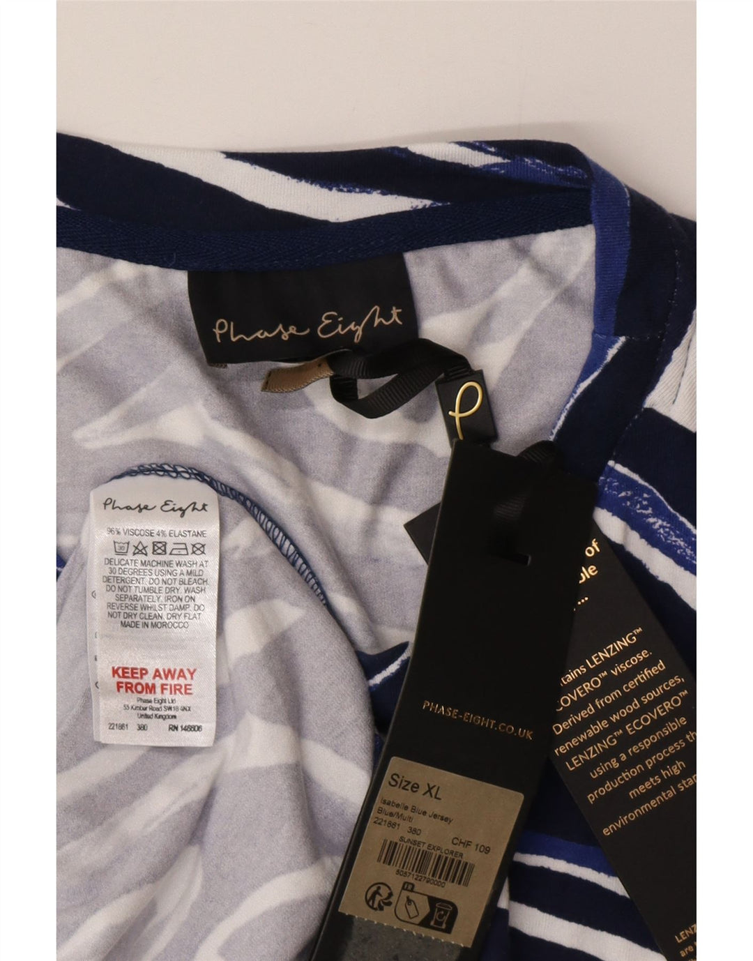 Женское платье прямого кроя Phase Eight UK 18 XL, синее, вискоза с геометрическим рисунком
