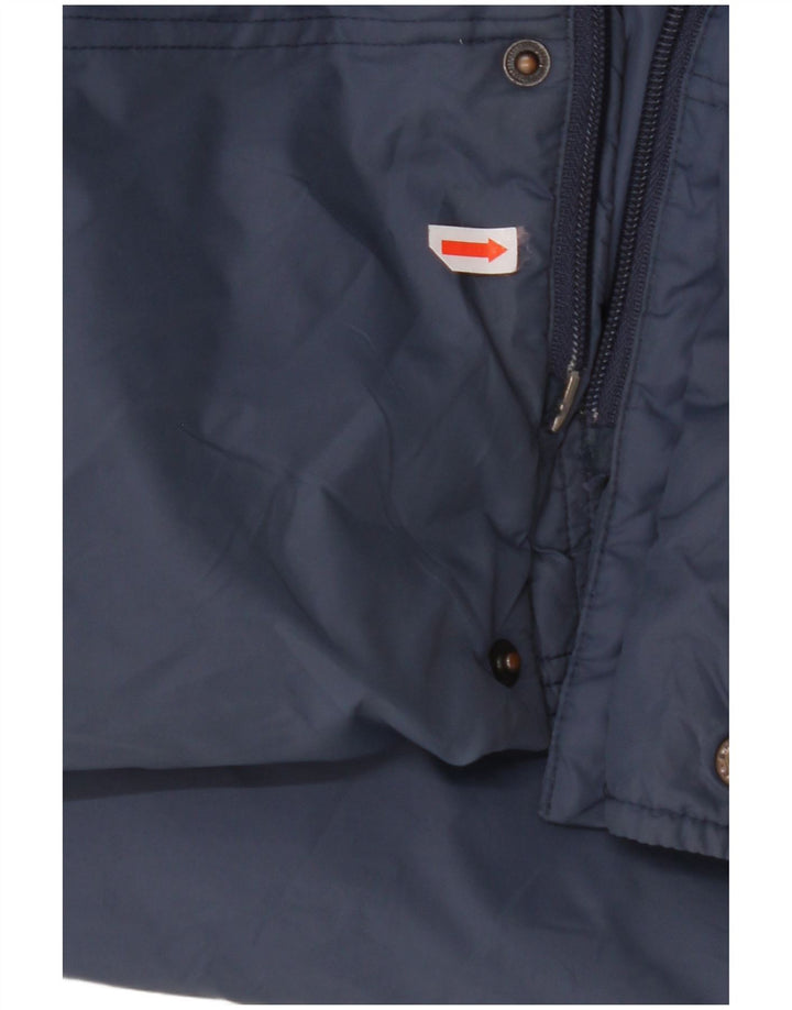 ВИНТАЖНОЕ мужское стеганое пальто свободного кроя с капюшоном, Великобритания 36, маленький синий нейлон